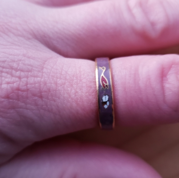 Vintage Purple Heron Cloisonne Ring - Picture 3 of 5
